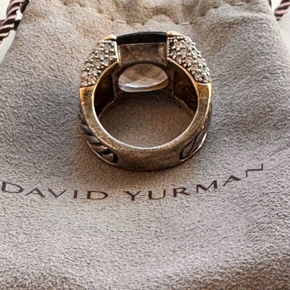 David Yurman Smoky Quartz Statement Ring in Sterling Silver, Gold and Diamonds - Picture 3 of 8